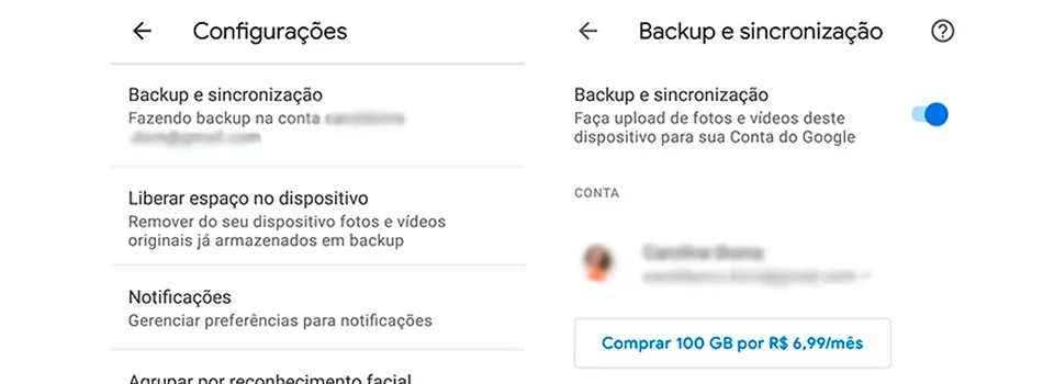 Backup automático no Google Fotos