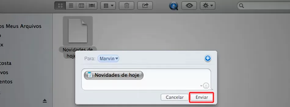 Adicionar ao compartilhamento de arquivos enviar MacOs