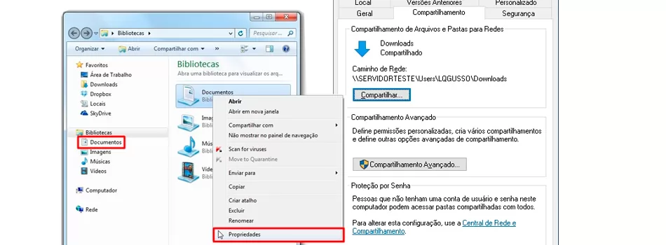 Compartilhe os arquivos no windows