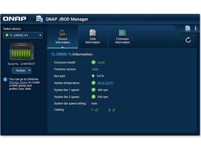 Monitoramento do status do gabinete com o QNAP JBOD Manager