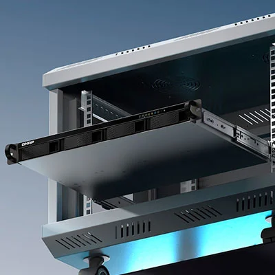 Design rack 1U de baixa profundidade para instalação em espaços reduzidos