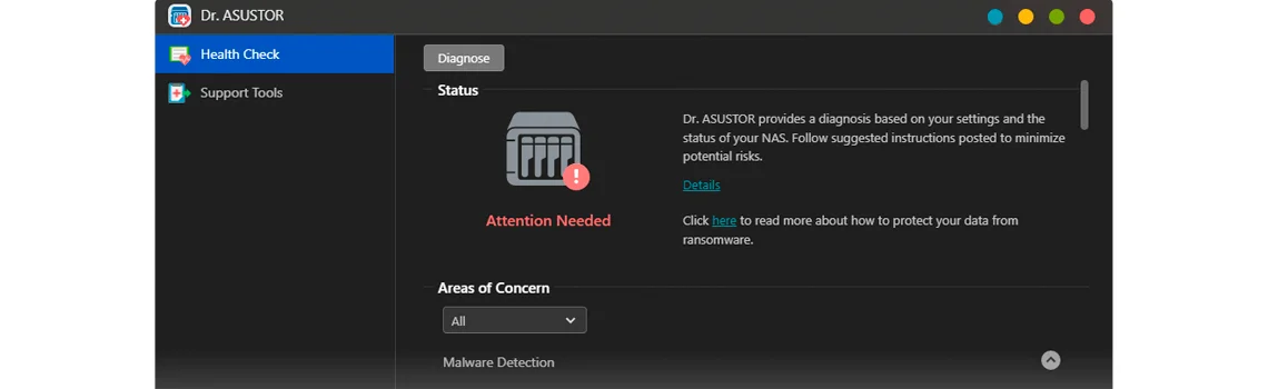 Dr. ASUSTOR para diagnóstico e proteção adicional dos dados