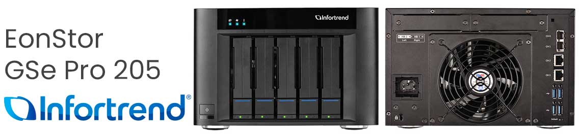 EonStor GSe Pro 205, solução de armazenamento desktop com 5 baias