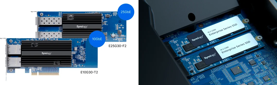 Expansão flexível para rede, cache SSD e capacidade