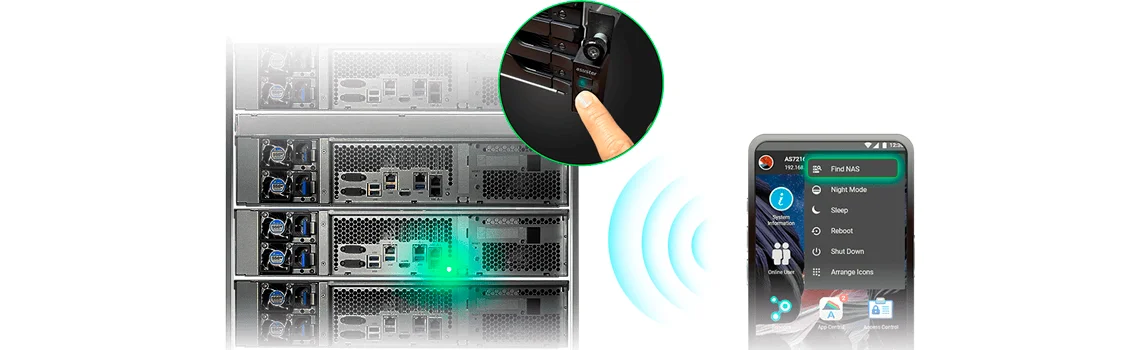 Função Find Me e luz de serviço para ambientes de rack
