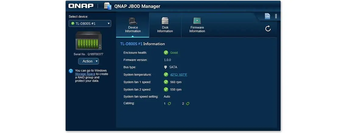 Gerenciamento de status do JBOD com QNAP JBOD Manager