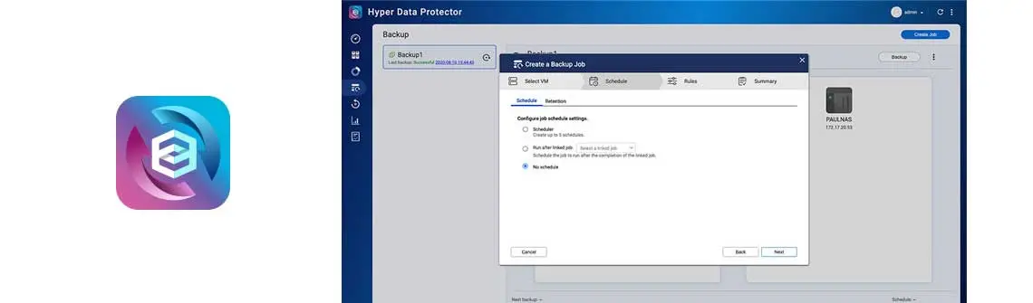 Hyper Data Protector e dispositivo de backup para VMware e Hyper-V
