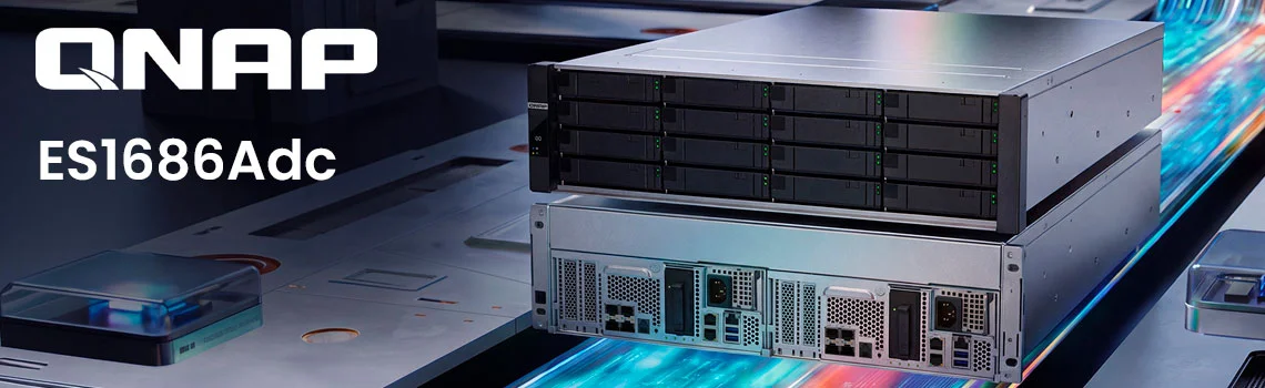 QNAP ES1686Adc storage 3U com 16 baias, controladores duplos e SAS/NVMe