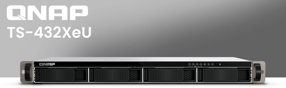 QNAP TS-432XeU NAS rack 1U com 4 baias, 10GbE e chassi compacto