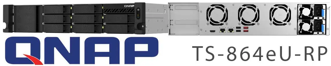 Qnap TS-864eU-RP - Servidor compacto 2U 8 baias e 2 portas 2,5GbE
