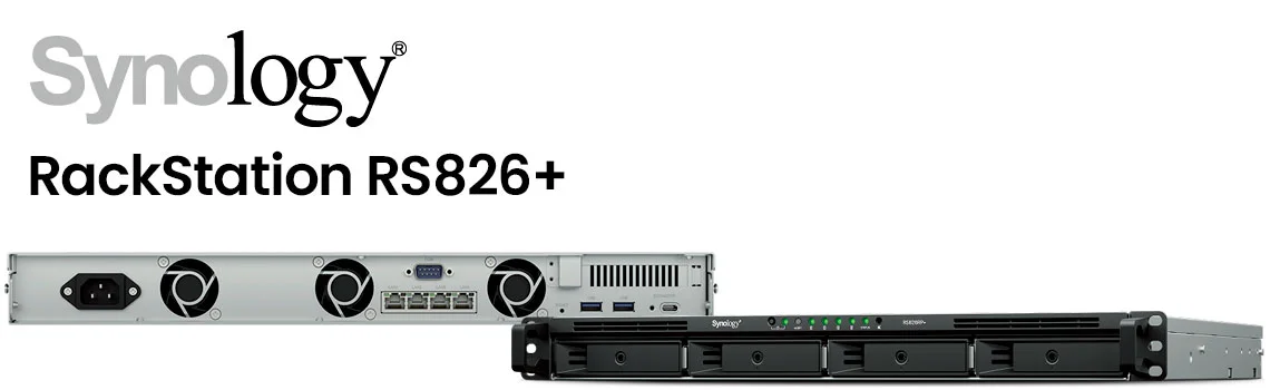 RackStation RS826+, storage rack 1U com 4 baias e 4 portas 1GbE
