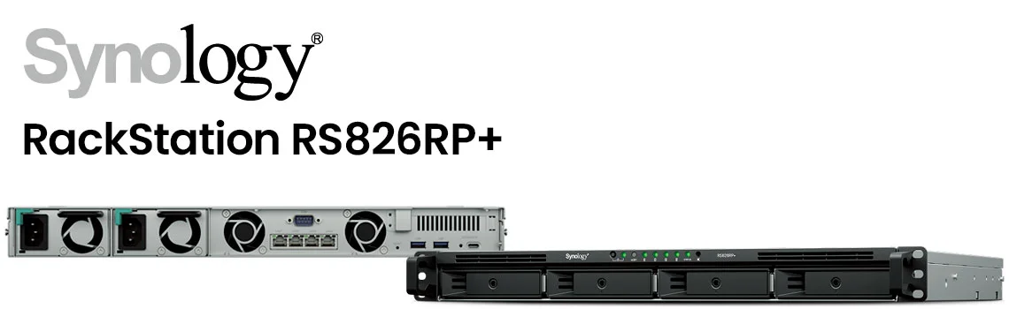 RackStation RS826RP+, storage rack 1U com 4 baias e fonte redundante