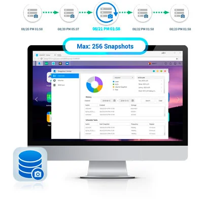 Snapshot Center para restauração rápida e histórico de versões