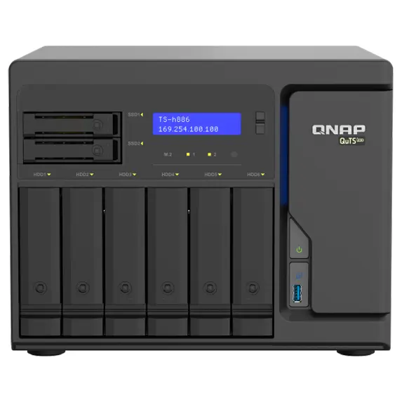 Qnap TS-h886 - Storage híbrido 8 baias com sistema QuTS Hero