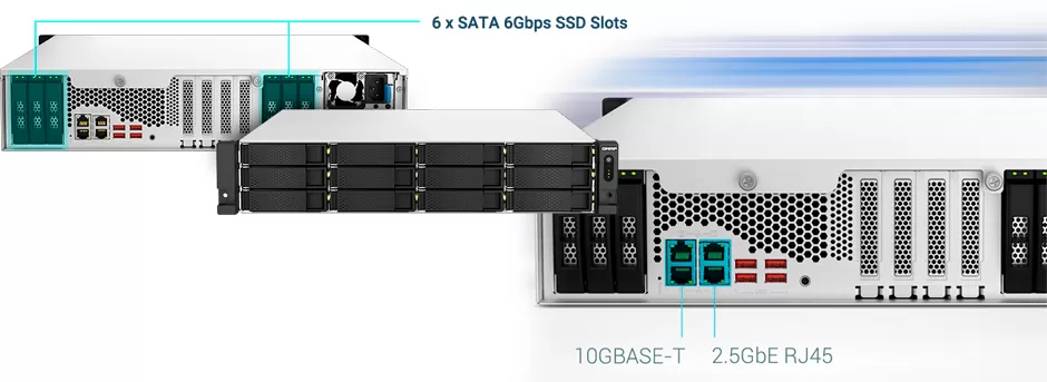 Conexões 10GBASE-T e 2.5GbE para throughput - Review TS-h1887XU-RP Qnap